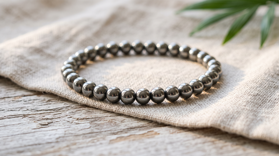 Bracelet en hématite naturelle perles 6 mm fait main à La Réunion – La Palette à Bijoux