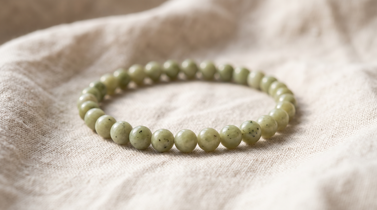 Bracelet en jade néphrite naturel 6 mm – La Palette à Bijoux