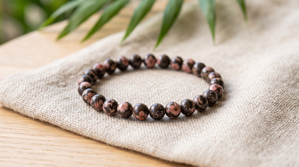 Bracelet en jaspe cerisier naturel 6 mm – La Palette à Bijoux