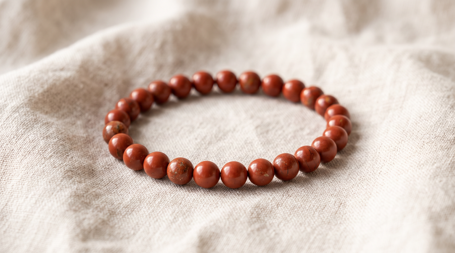 Bracelet en jaspe rouge naturel 6 mm – La Palette à Bijoux