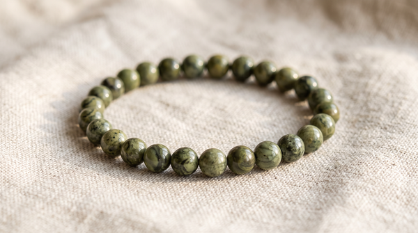Bracelet en jaspe vert naturel 6 mm – La Palette à Bijoux