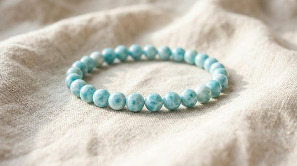 Bracelet en larimar naturel 6 mm – La Palette à Bijoux