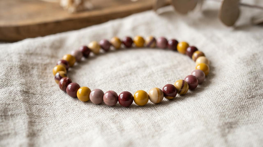 Bracelet en jaspe mokaïte 6 mm – La Palette à Bijoux