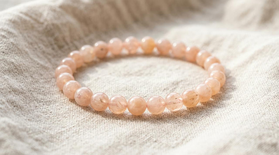 Bracelet en morganite naturelle 6 mm – La Palette à Bijoux