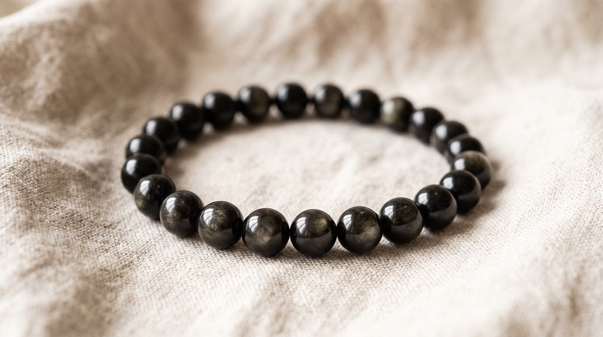 Bracelet en obsidienne œil céleste naturelle 6 mm – La Palette à Bijoux