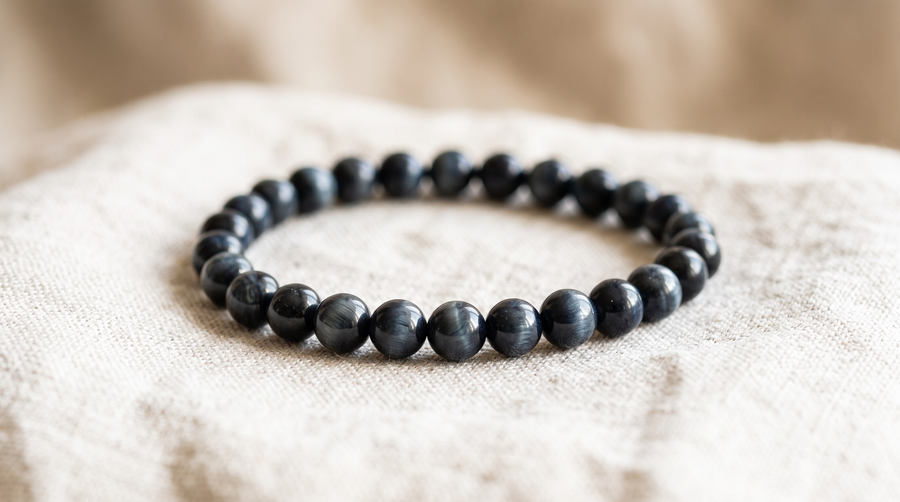 Bracelet en œil de faucon naturel 6 mm – La Palette à Bijoux