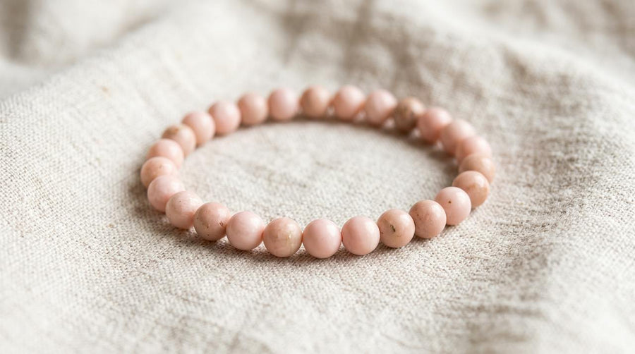 Bracelet en opale rose naturelle 6 mm – La Palette à Bijoux