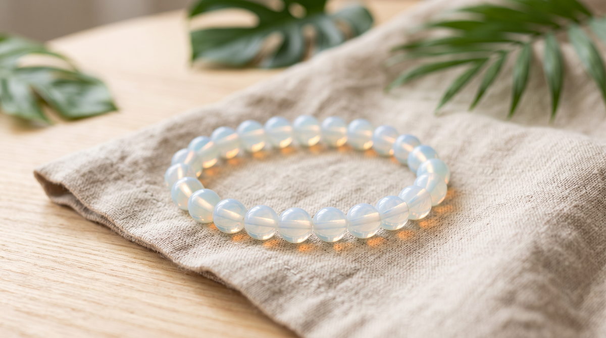 Bracelet en opaline 6 mm, perles de verre irisé – La Palette à Bijoux