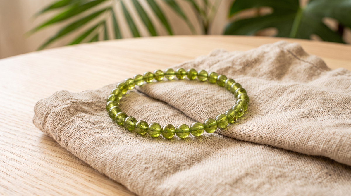 Bracelet en péridot naturel 6 mm – La Palette à Bijoux