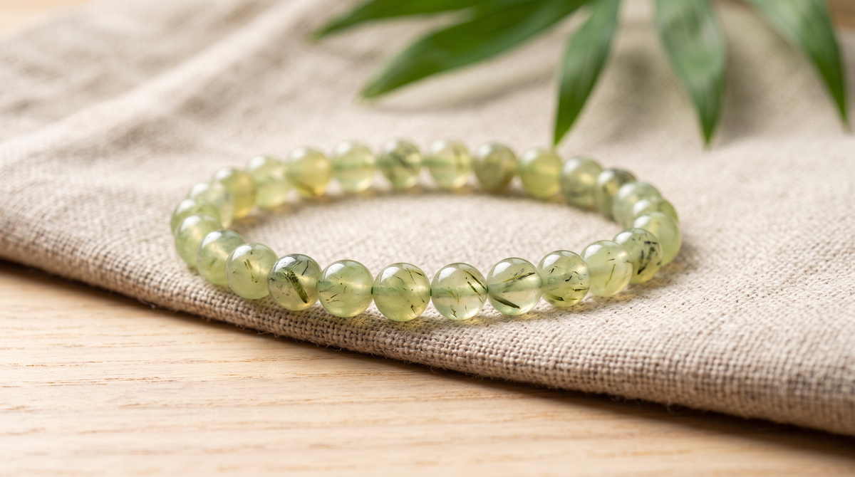 Bracelet en préhnite naturelle 6 mm – La Palette à Bijoux