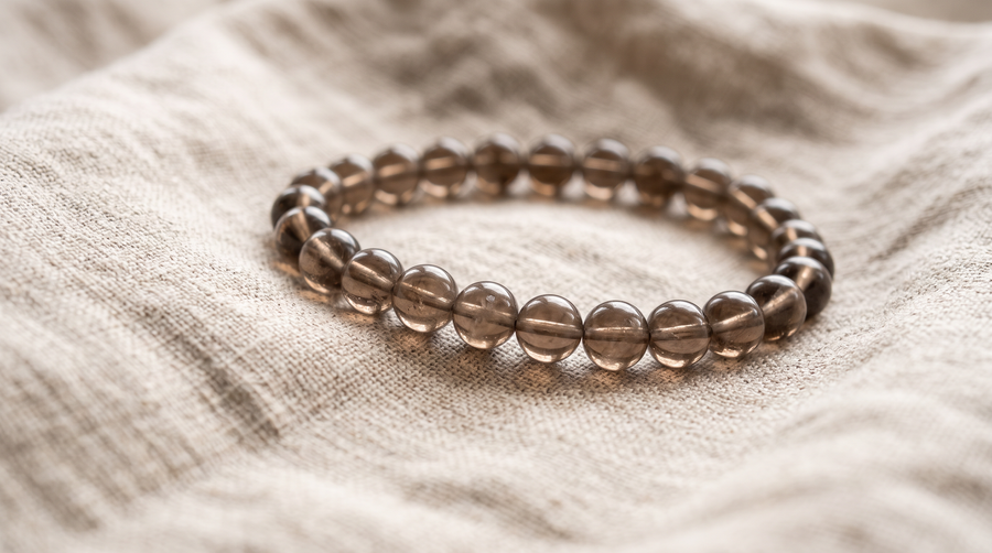 Bracelet en quartz fumé naturel 6 mm – La Palette à Bijoux