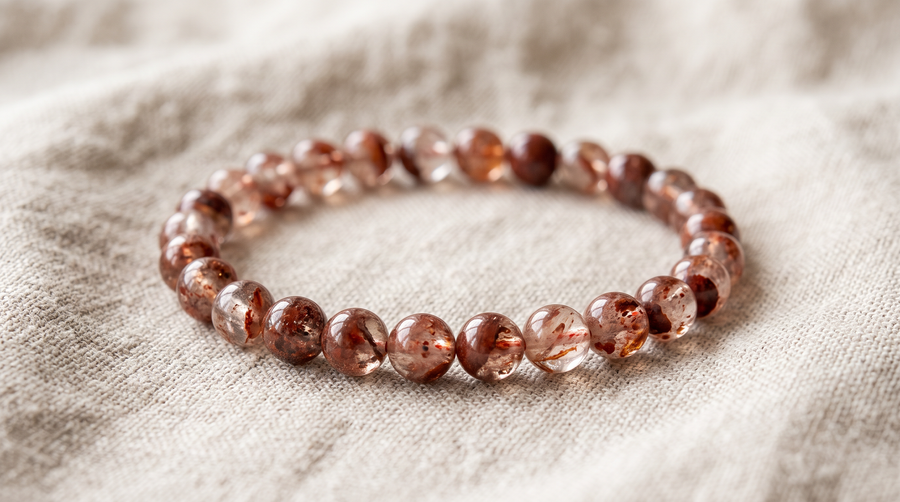 Bracelet en quartz hématoïde naturel 6 mm – La Palette à Bijoux