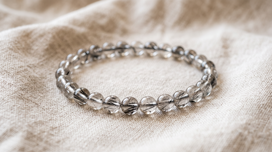 Bracelet en quartz tourmaline naturel 6 mm – La Palette à Bijoux