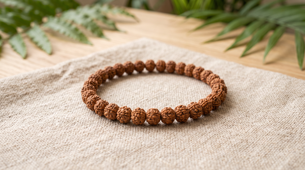 Bracelet en graines de rudraksha naturelles 6 mm – La Palette à Bijoux