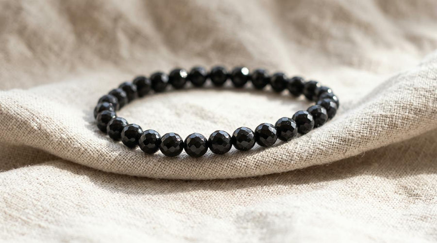 Bracelet en spinelle noir naturel 6 mm – La Palette à Bijoux