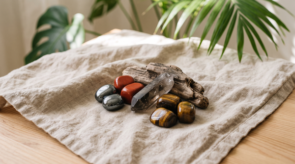 Pierres d'ancrage : hématite, jaspe rouge, quartz fumé – La Palette à Bijoux