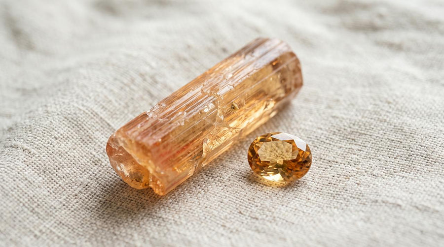 Cristal et pierre taillée de topaze impériale naturelle