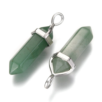 Pendentifs pointus en aventurine verte naturelle à double terminaison