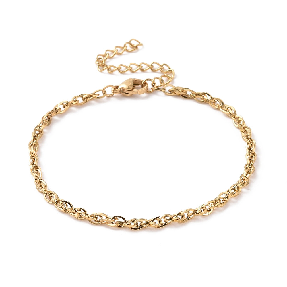 Bracelet acier inoxydable or maille chevauché