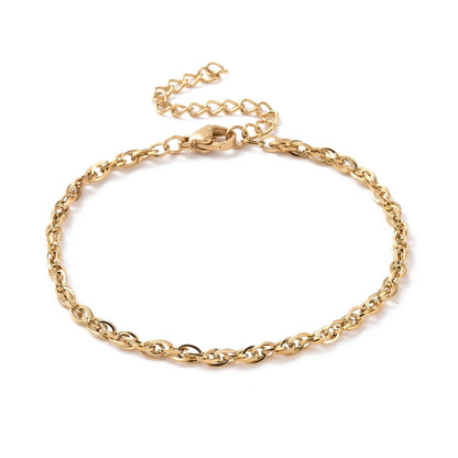 Bracelet acier inoxydable or maille chevauché