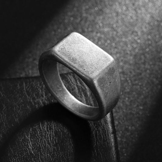 Bague chevalière acier brossé