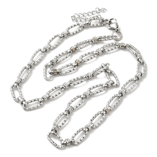 Collier acier inoxydable maille thrombone pailleté