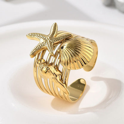 Bague thème plage acier inoxydable