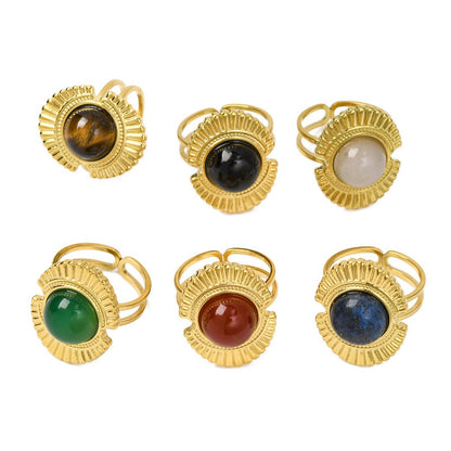 Bague plateau fleur pierre mixte