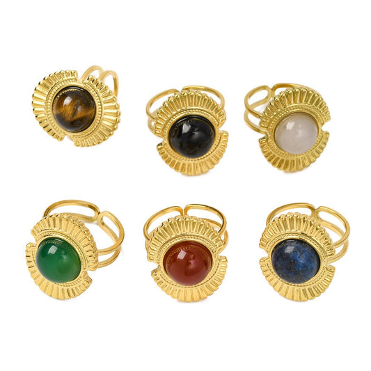Bague plateau fleur pierre mixte
