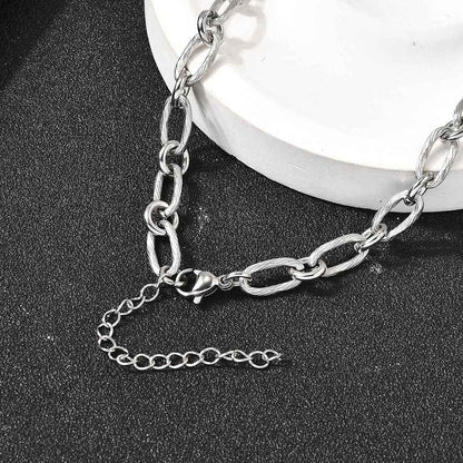 Collier acier inoxydable maille ovale argenté