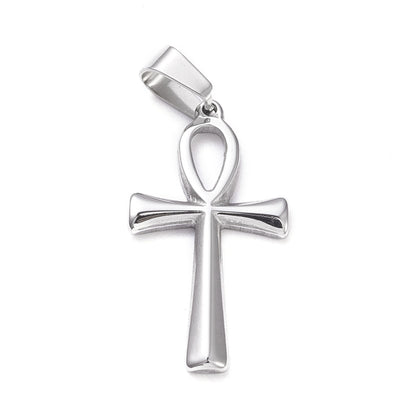 Pendentif croix de Ankh relief en acier inoxydable