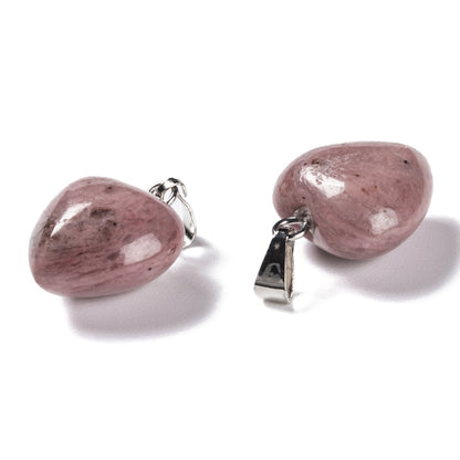 Pendentif petit cœur rhodochrosite naturelle