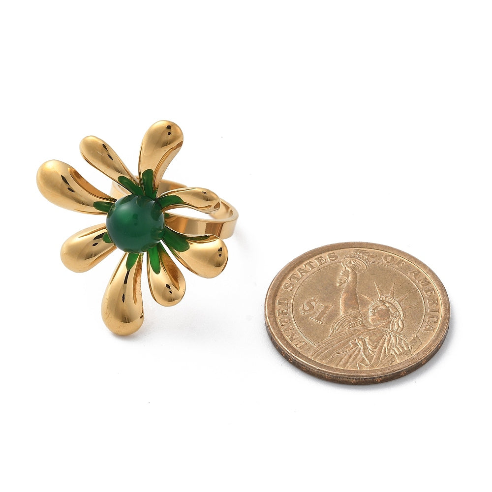 Bague fleur jade malaisien
