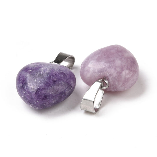 Pendentif cœur lépidolite naturelle