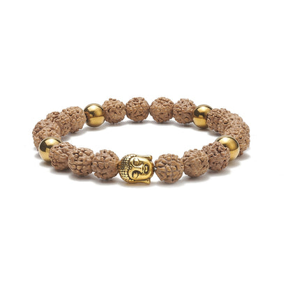 Bracelet Rudrashka bouddha et perle de 6mm