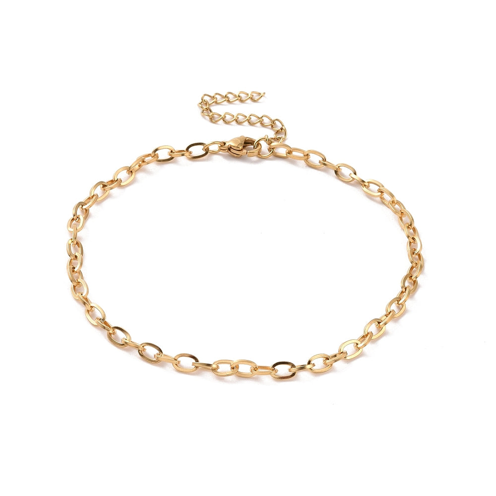 Bracelet acier inoxydable or maille simple
