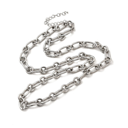 Collier acier inoxydable maille ovale argenté