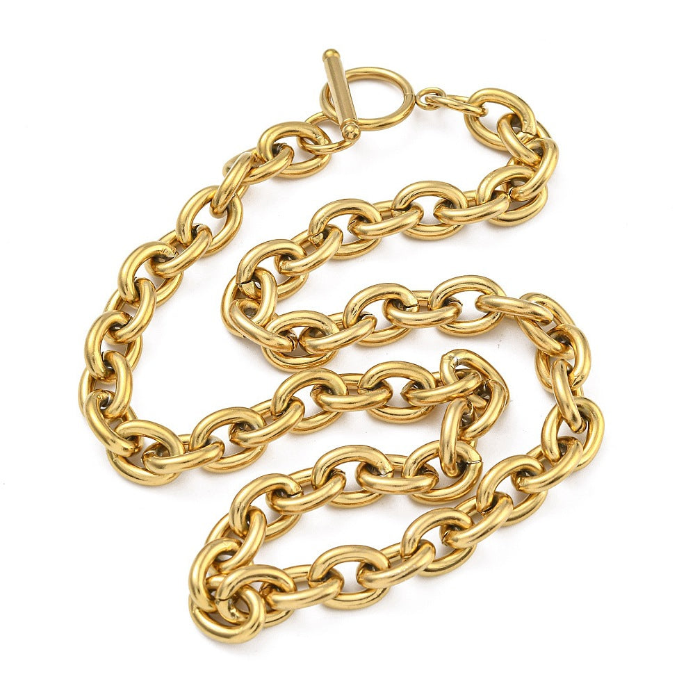 Collier acier inoxydable maille mixte ronde
