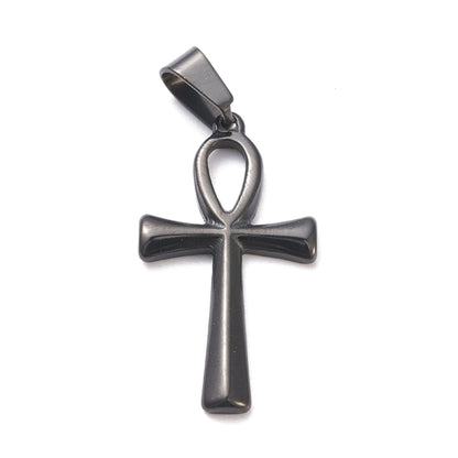 Pendentif croix de Ankh relief en acier inoxydable