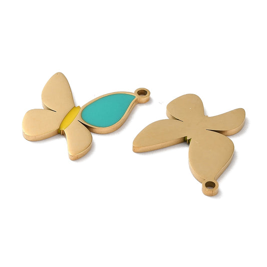 Charm émaillé - Papillon vert