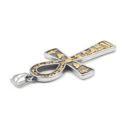 Pendentif croix de Ankh gravé de symbole en acier inoxydable