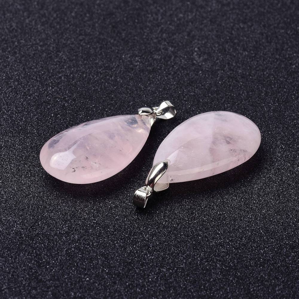 Pendentif Quartz rose  forme larme