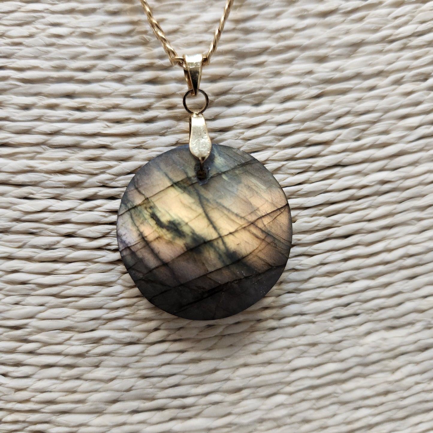 Pendentif labradorite madagascar jaune