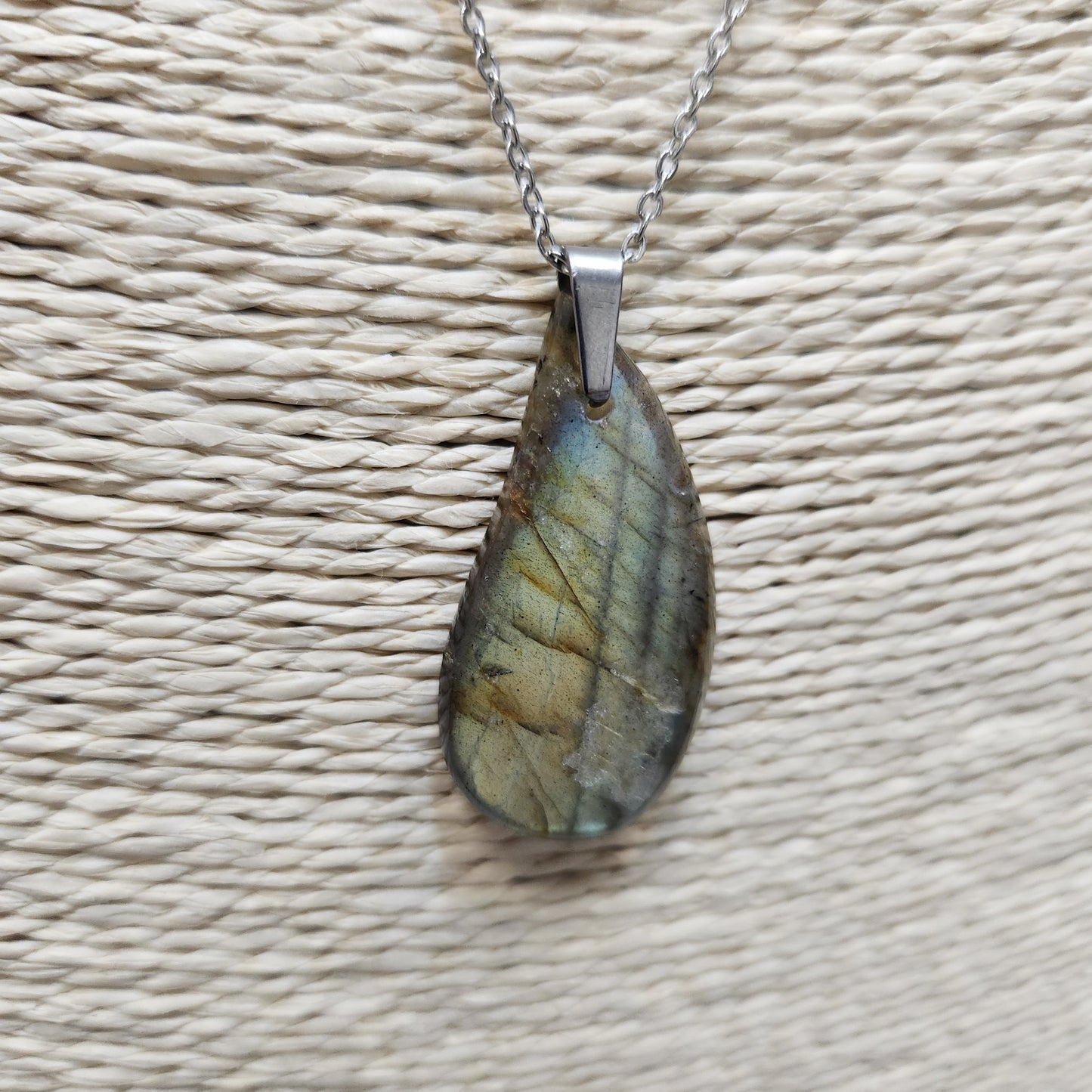 Pendentif labradorite madagascar jaune