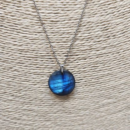 Pendentif labradorite madagascar bleue