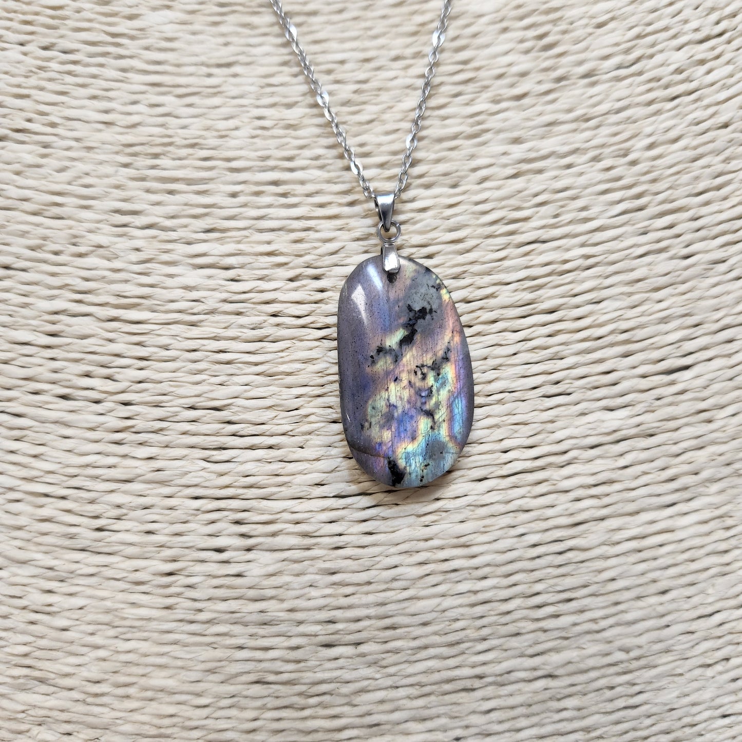 Pendentif labradorite madagascar rose