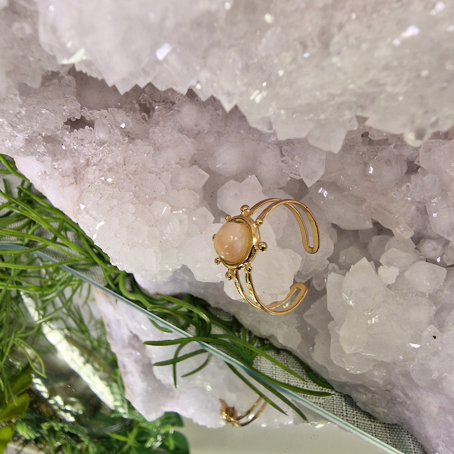 Collection charme Astrale- Bague soleil - Quartz rose