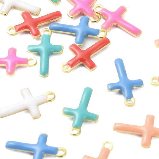 Charm croix emaillée - Coloré