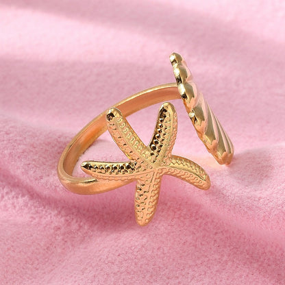 Bague thème plage étoile de mer  acier inoxydable