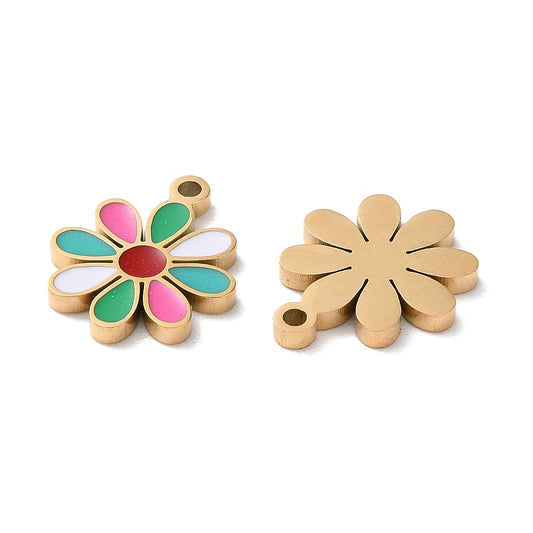 Charm émaillé - Fleur pétale multicolore